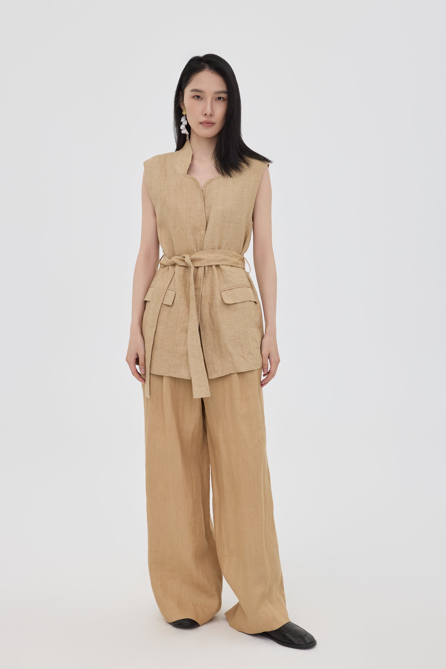 Sand Linen Trench Vest
