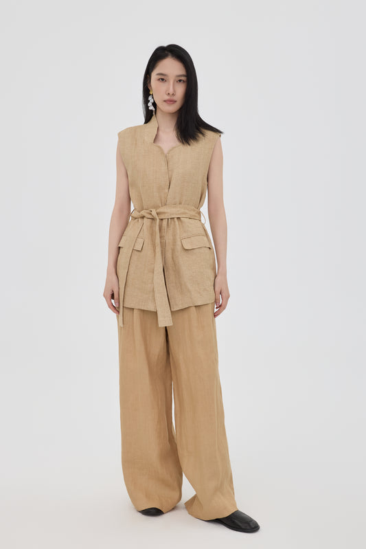 Sand Linen Trench Vest