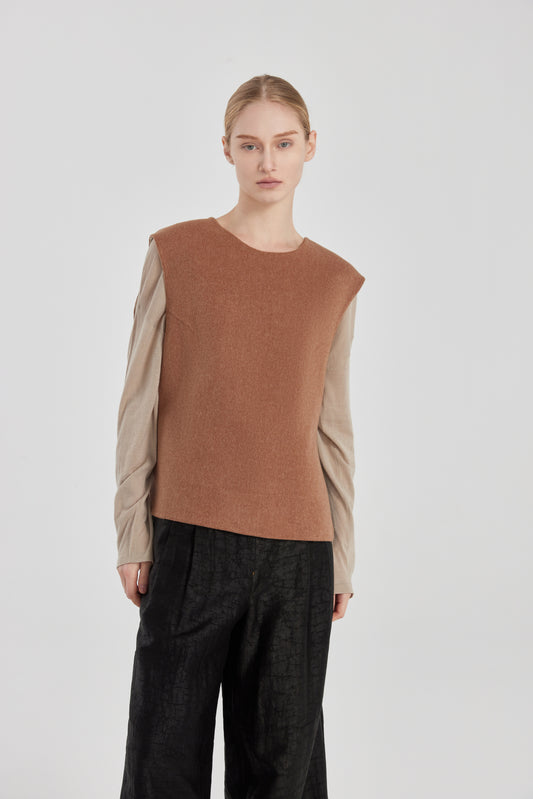 Simple Double-Faced Loden Vest