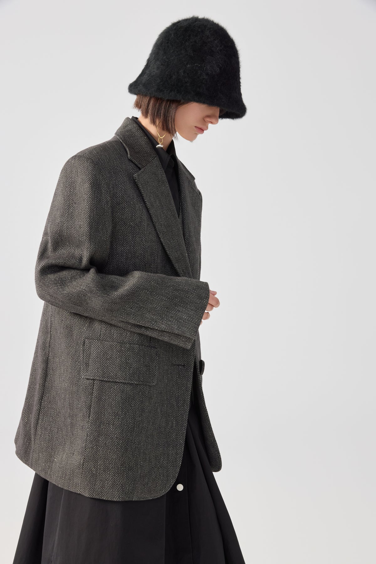 Gray long Linen Blazer