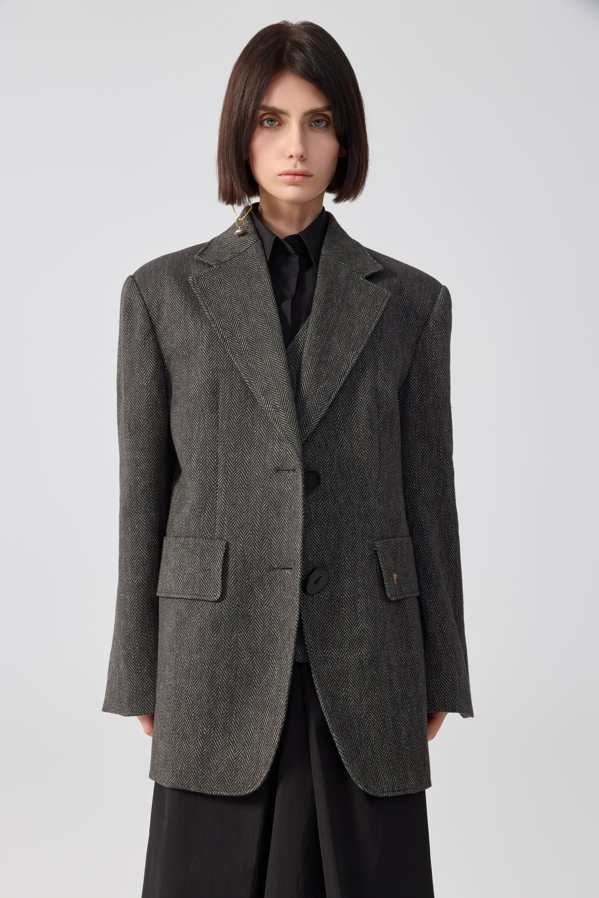 Gray long Linen Blazer