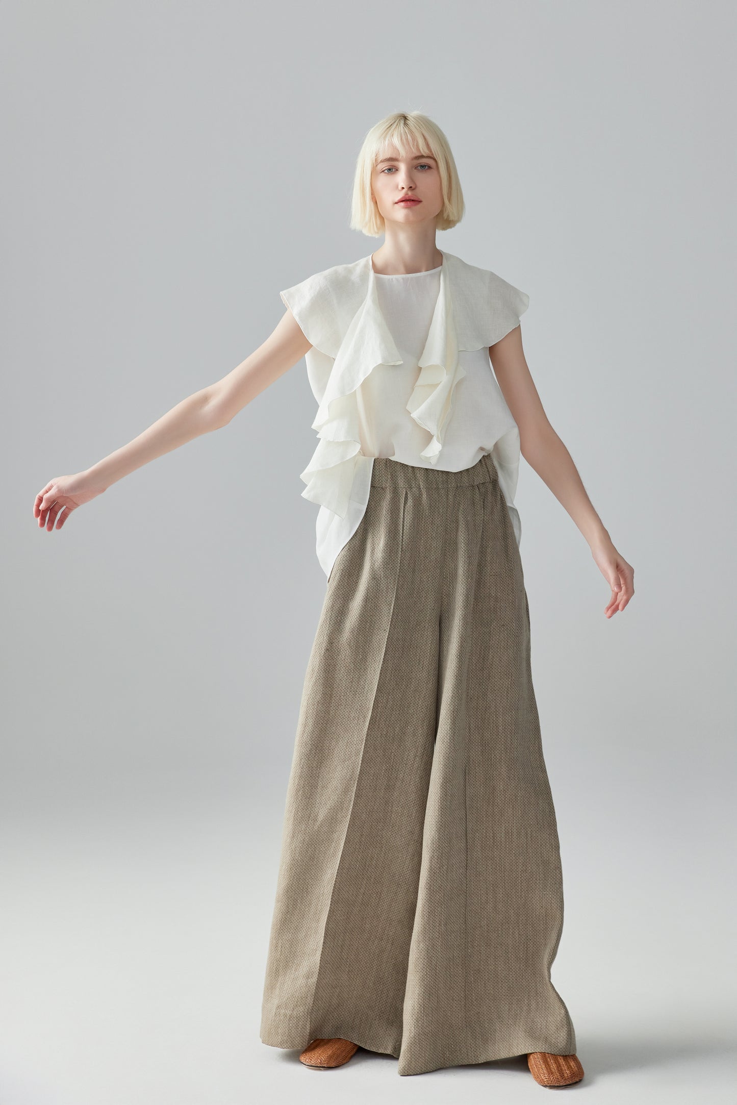 Wide-Leg Linen Trousers