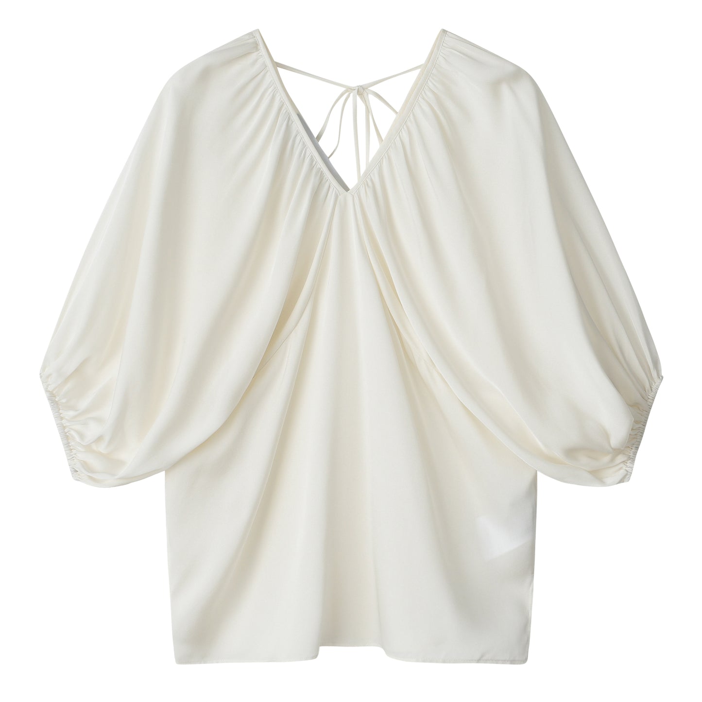 White Silk V-Neck Top