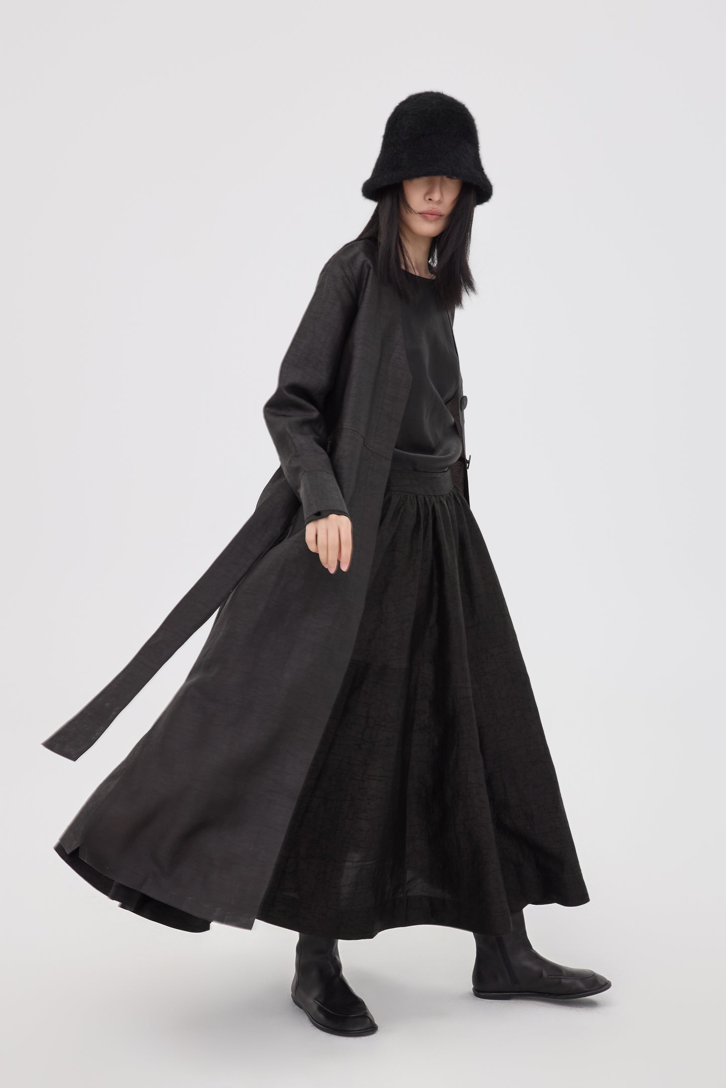 VARA TEA SILK COAT-BROWN