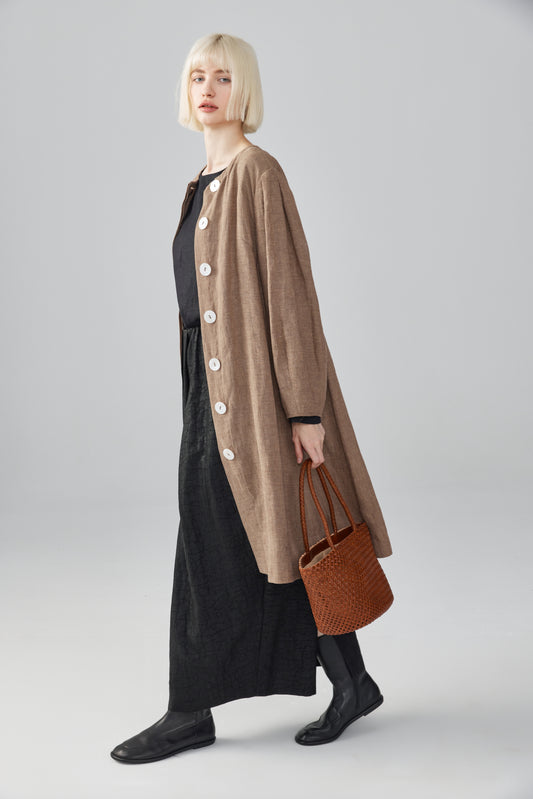 Linen Button-Up Dress