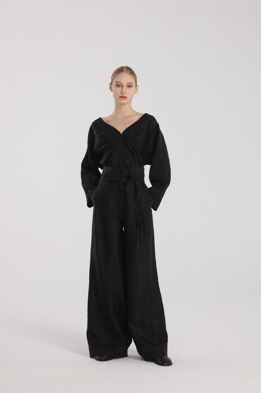 High-Waisted Tea Silk Trousers