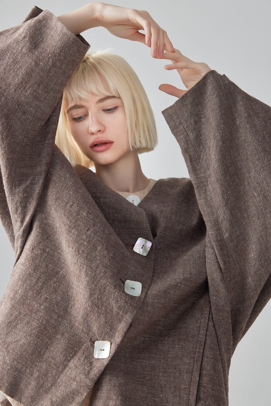 Button-Up Linen Cardigan