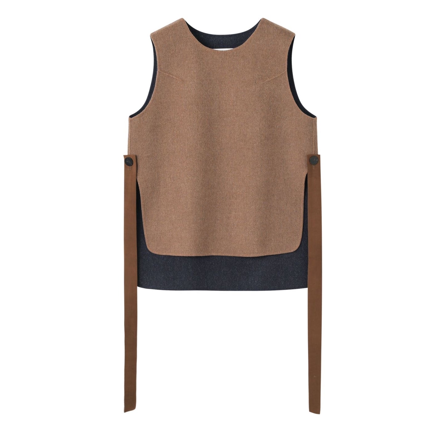 Double-Faced Loden Vest with Silk Straps