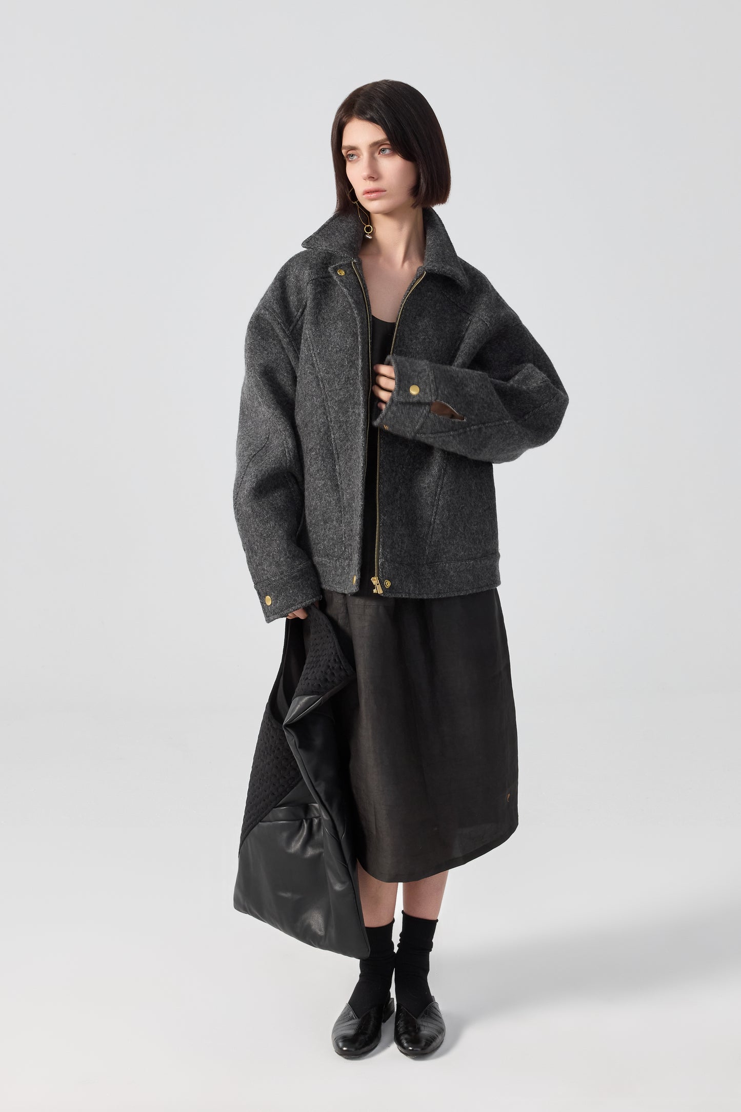 Stone Loden Bomber Jacket