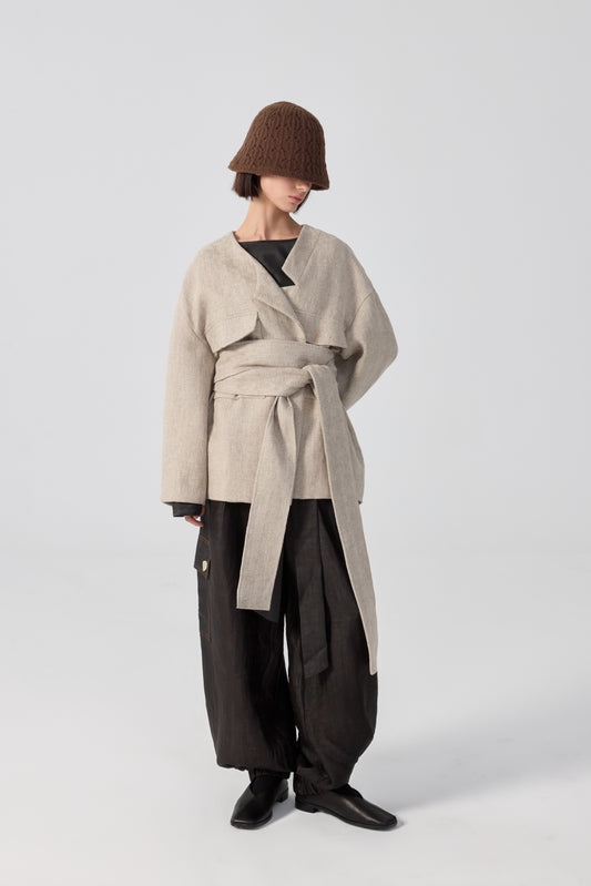 Beige Cream Linen Jacket