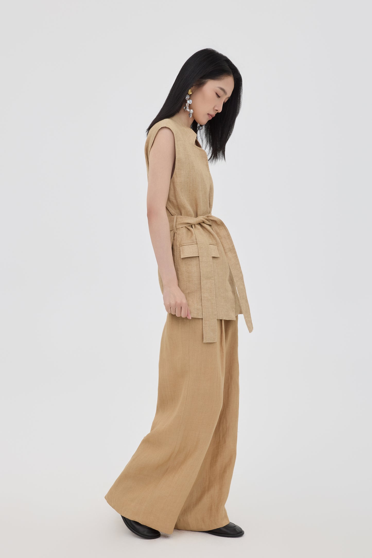 Sand Linen Trench Vest