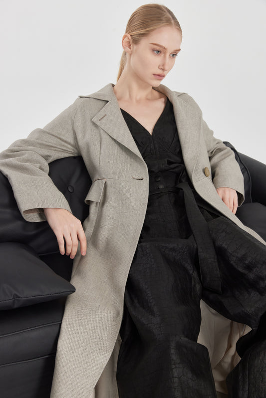 Long Linen Trench Coat