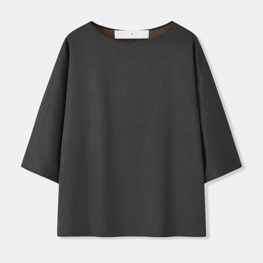 Wide Collar Tea Silk Shirt