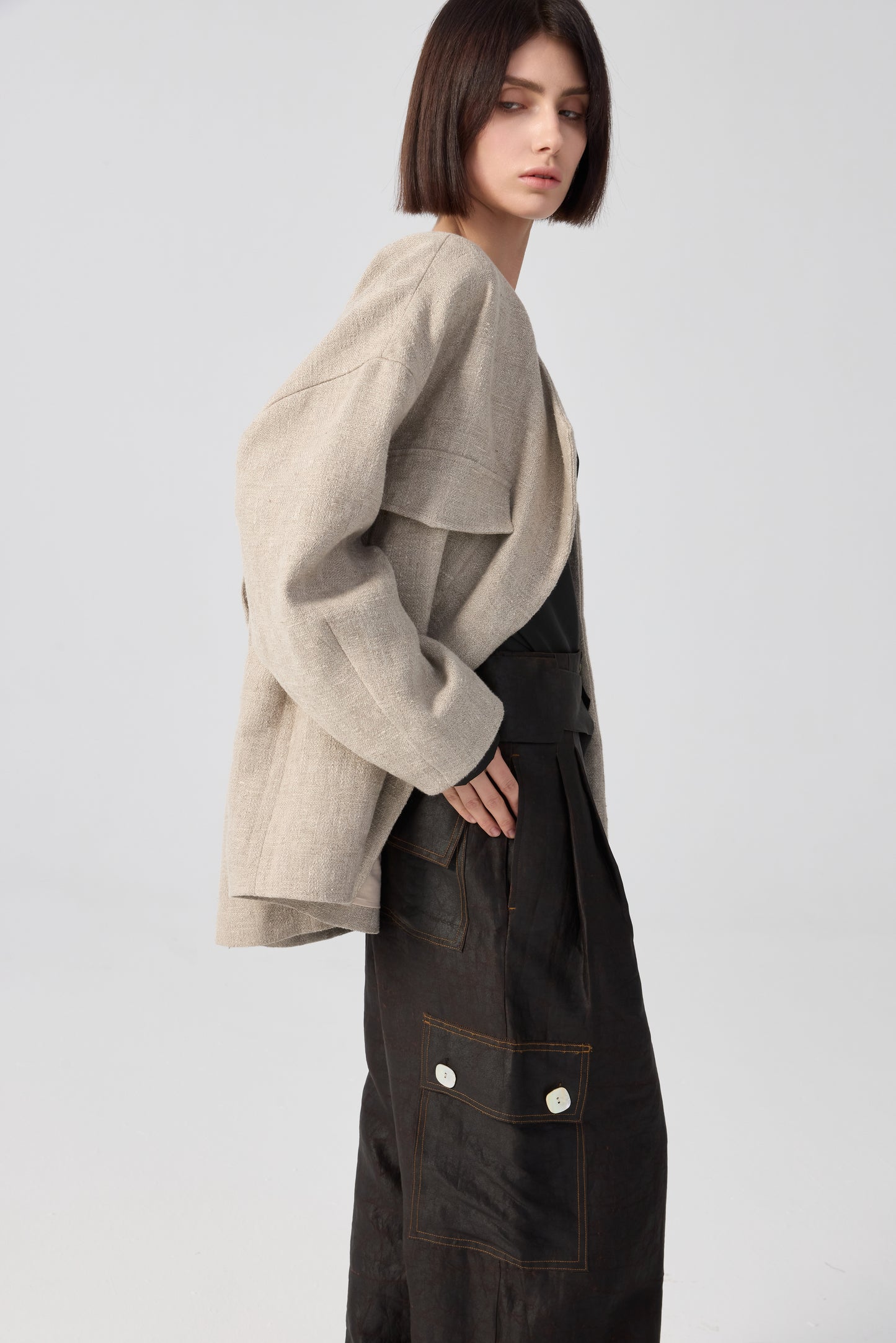 Beige Cream Linen Jacket
