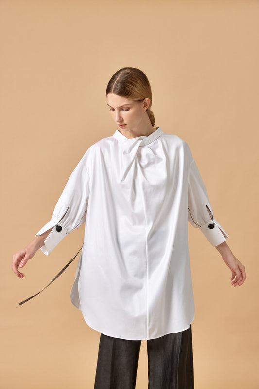 Twisted Collar Cotton Shirt